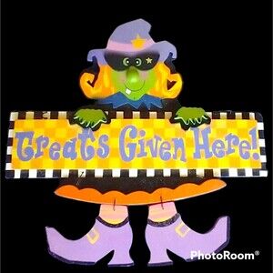 Treats Given Here Halloween Witch Door Decoration